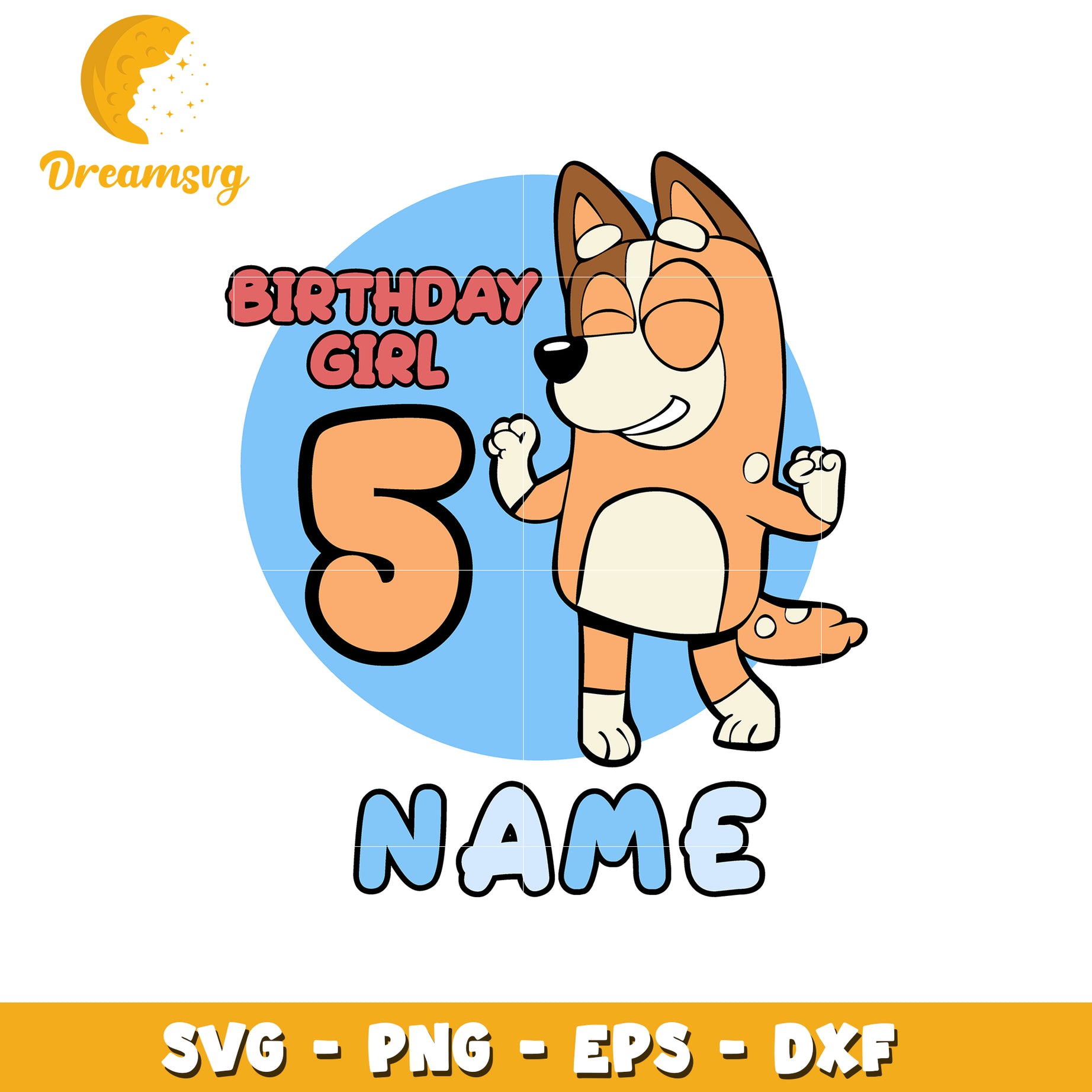 5th Birthday Girl SVG Dog Design