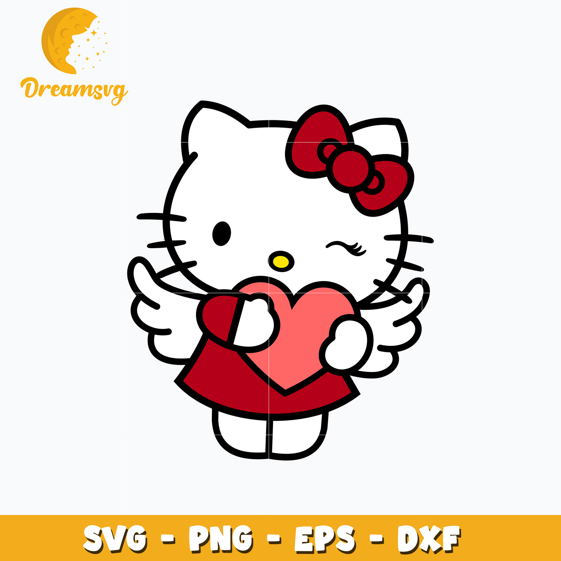 Hello kitty angel love valentine day svg