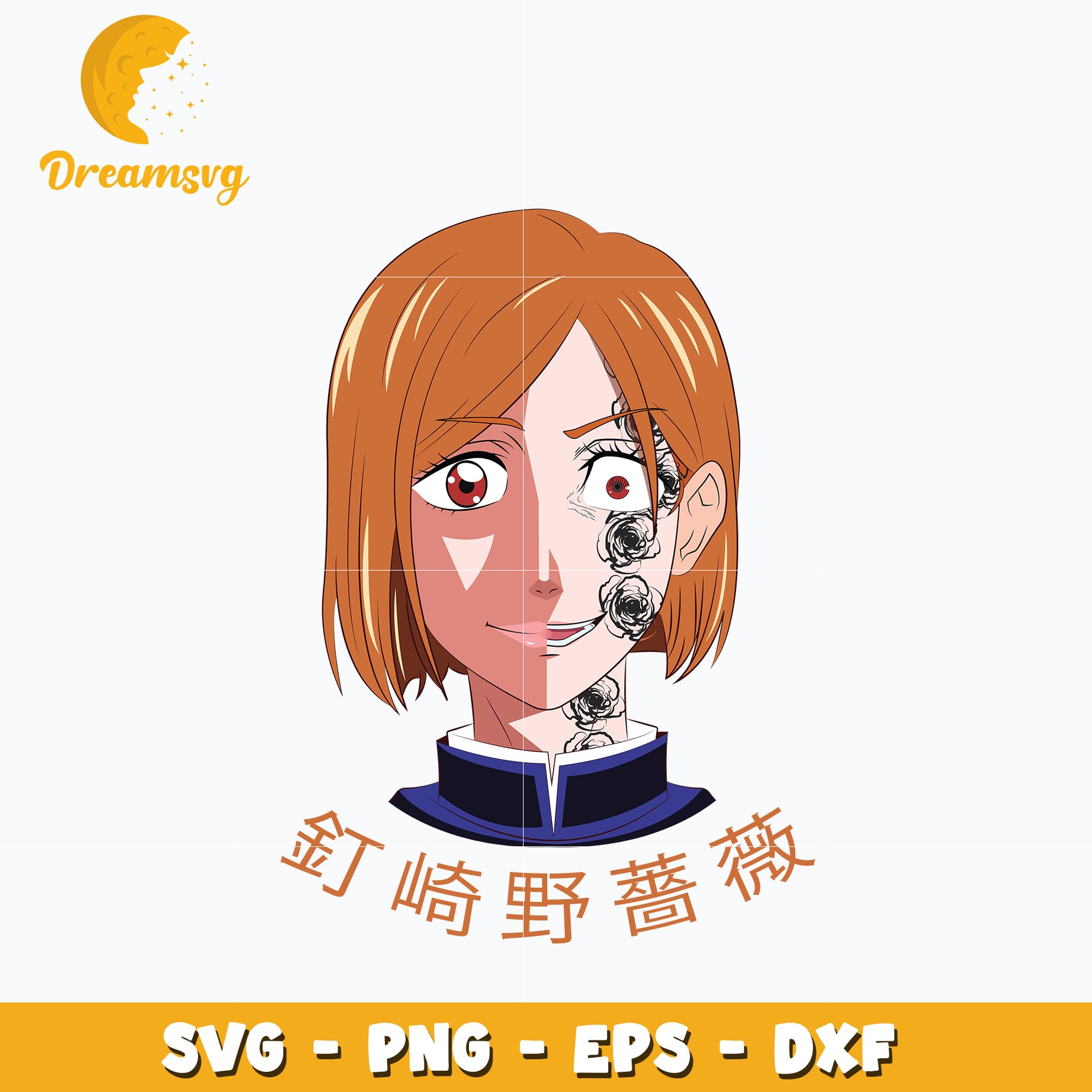 Nobara Kugisaki face design svg, anime svg, Jujutsu kaisen svg