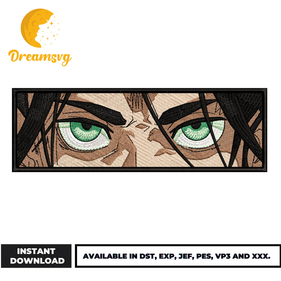 Eren Eyes embroidery design, Attack on Titan embroidery