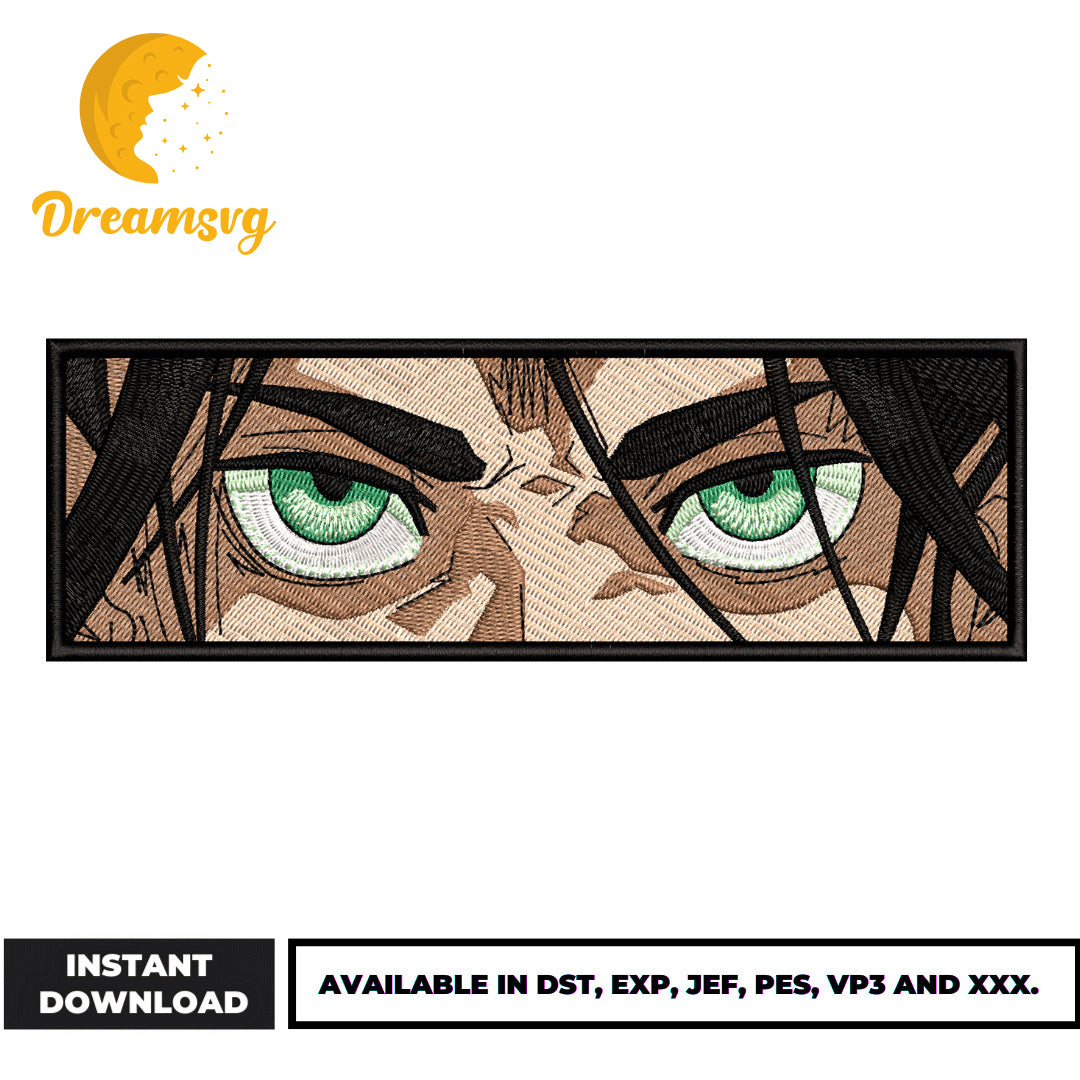 Eren Eyes embroidery design, Attack on Titan embroidery