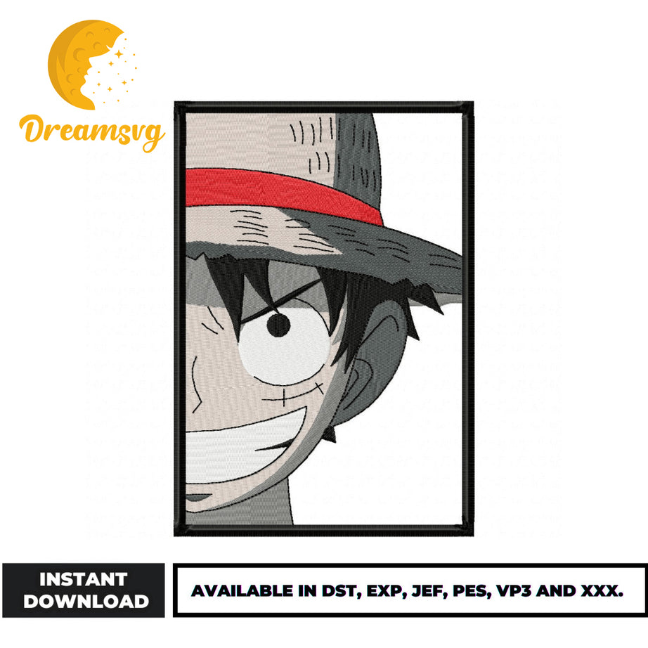  Luffy half face embroidery design