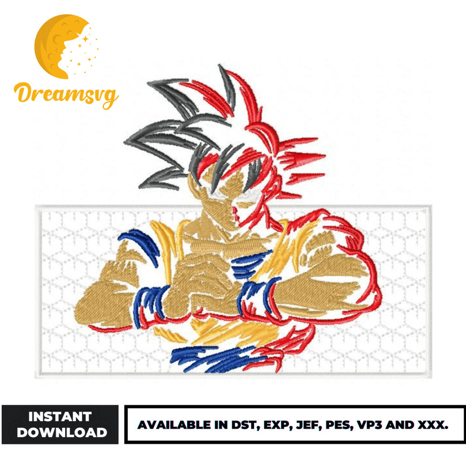 Goku color embroidery design