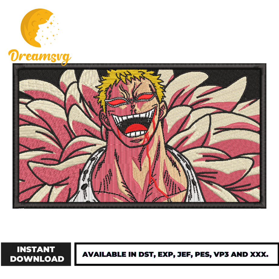 Doflamingo laugh embroidery design