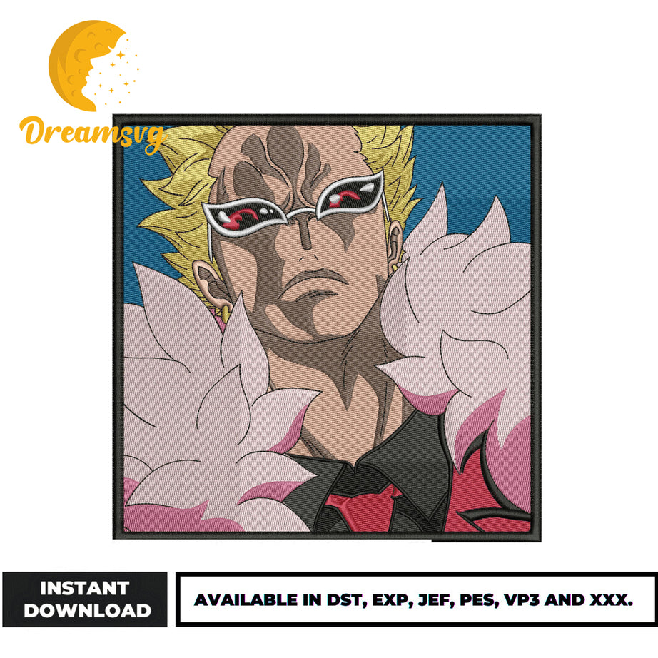 Doflamingo embroidery design, One Piece embroidery