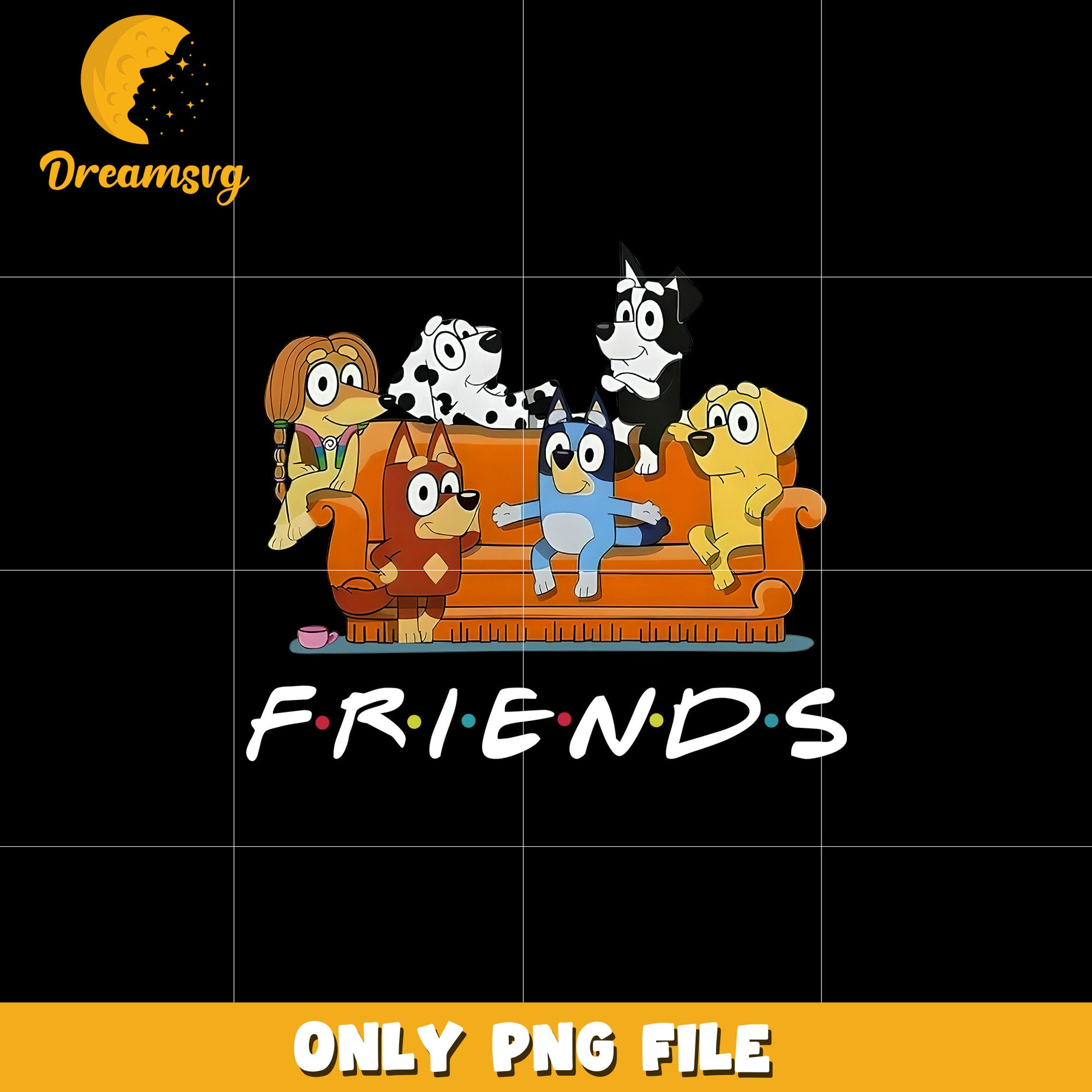 Bluey friends on sofa png