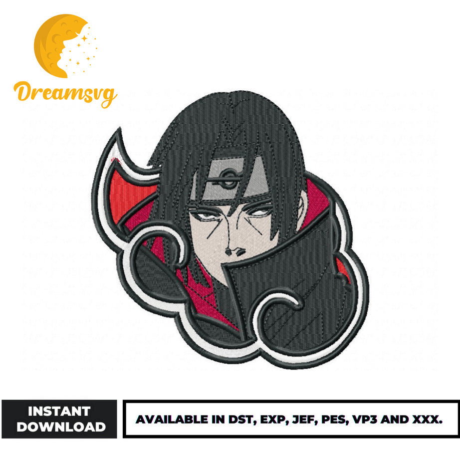 Uchiha Itachi embroidery design, Naruto embroidery