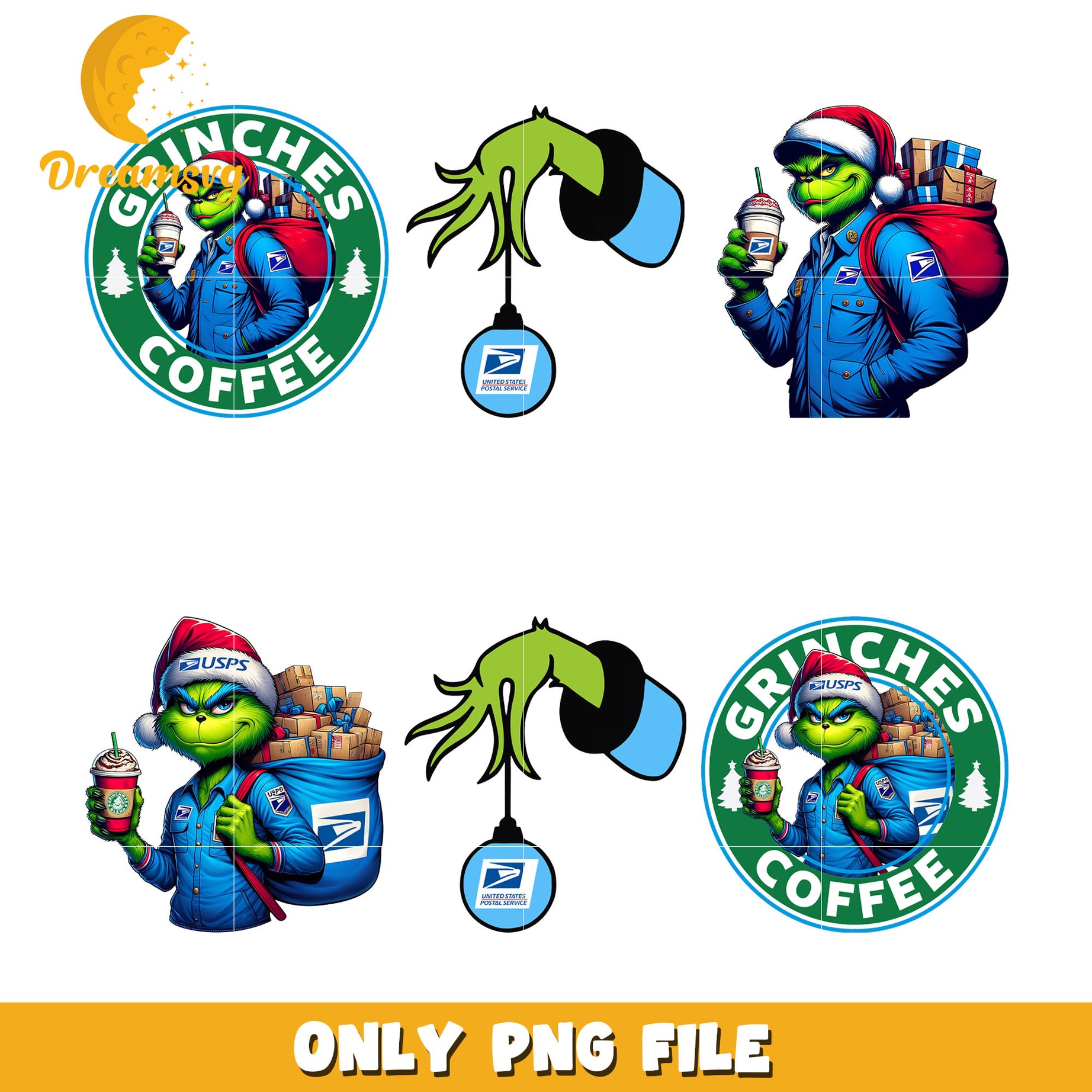 Grinch hands postal service logo bundle png, grinch hands png