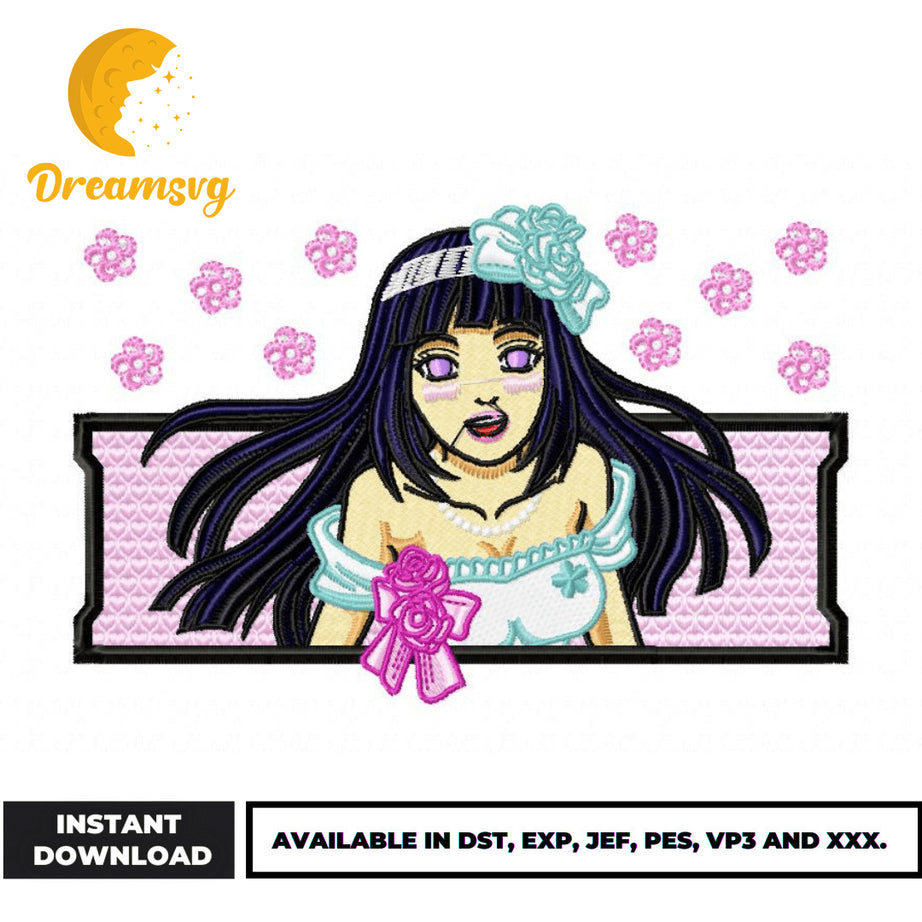 Hinata Hyuga cute embroidery design