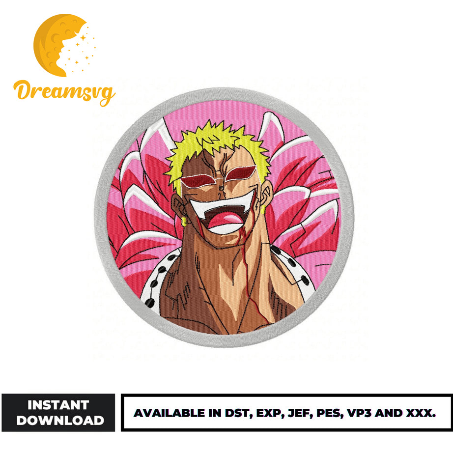 Doflamingo design, One piece embroideryDoflamingo embroidery design, One piece embroidery