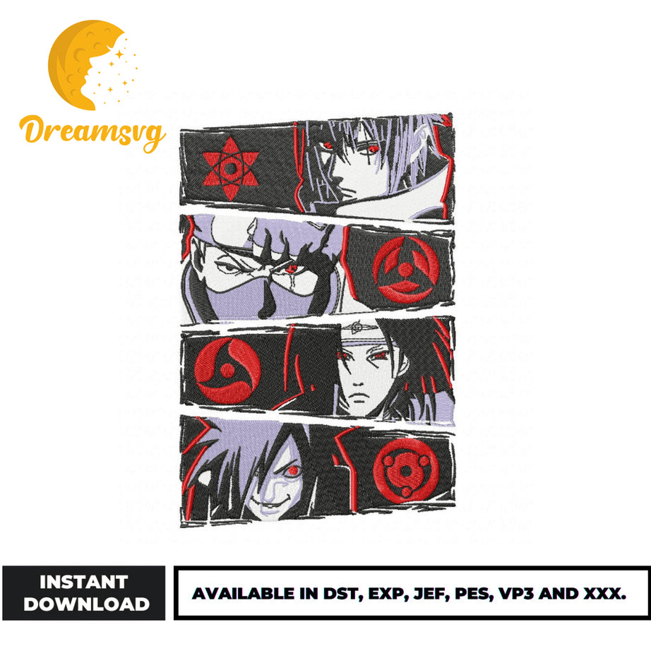 Naruto Sharingan embroidery design