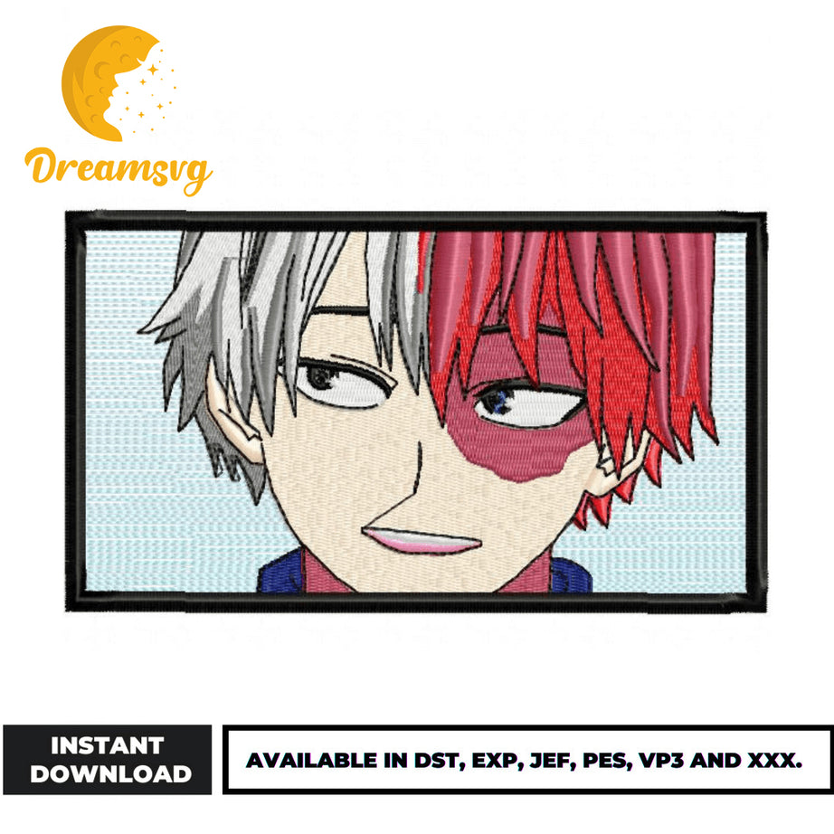 Shoto Todoroki face embroidery design