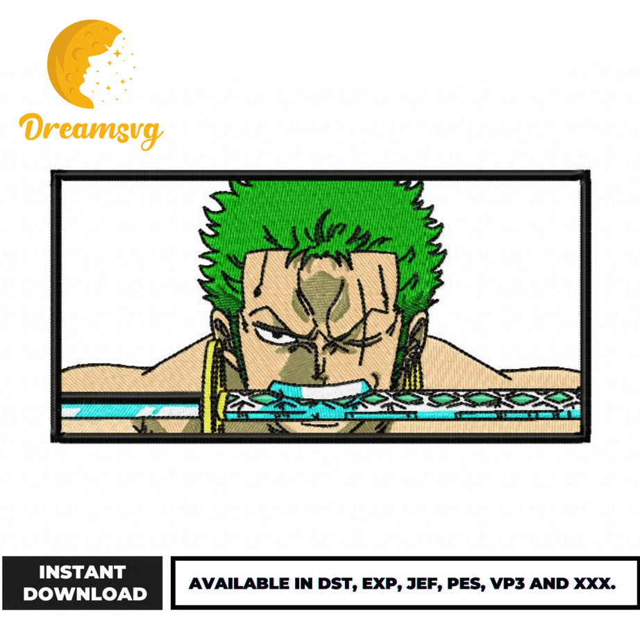 Roronoa Zoro face embroidery design