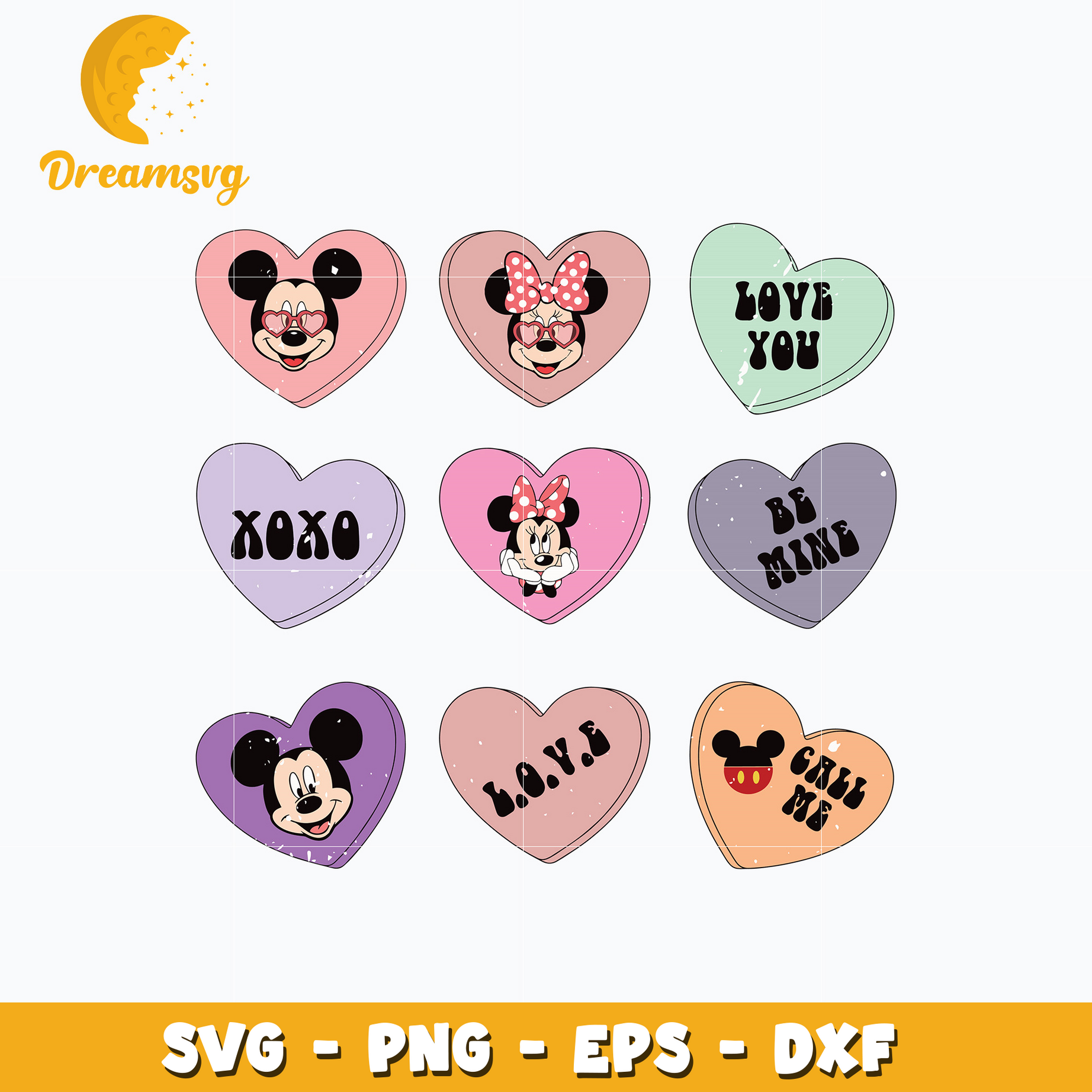 Mickey couple love you valentine Svg