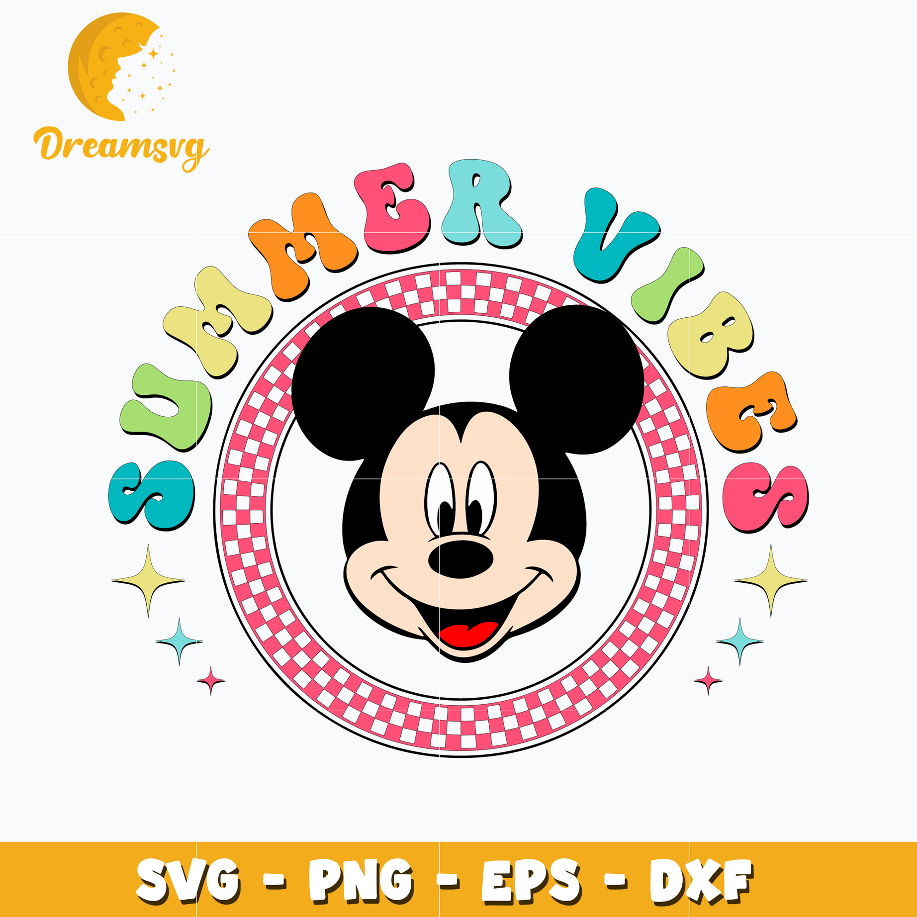 Mickey head summer vibes svg