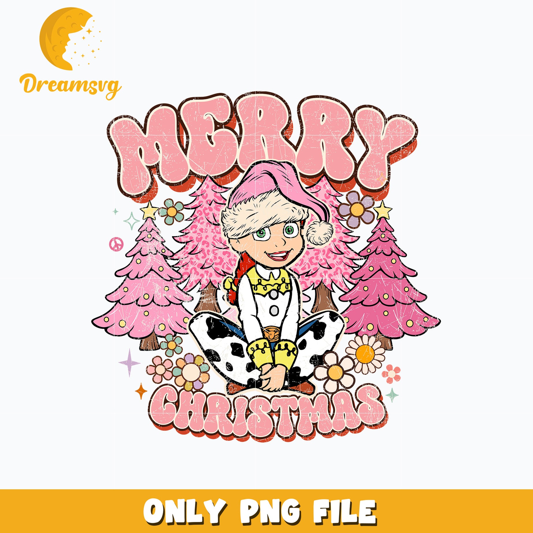 Pink girl merry chrismas png