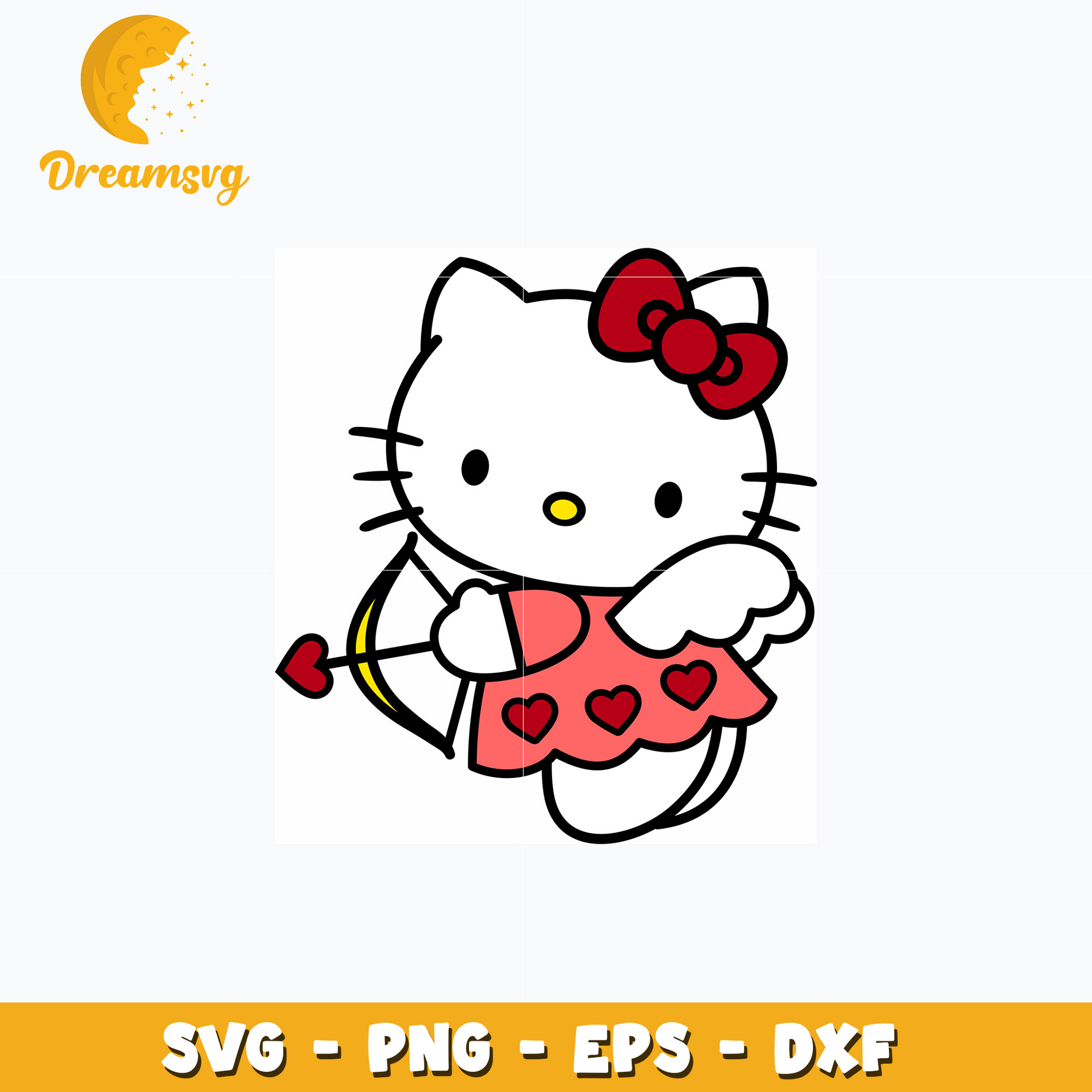 Hello kitty angel valentine day svg