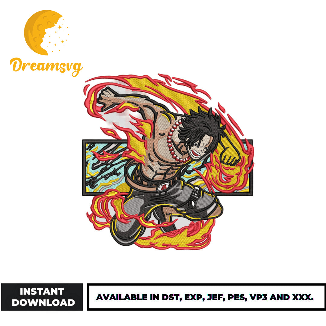 Portgas D. Ace fire embroidery design – DreamSVG Store