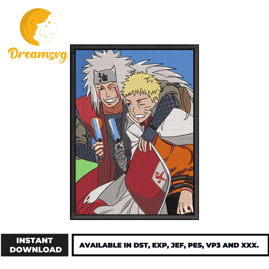 Jiraiya and naruto embroidery design