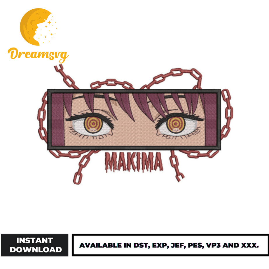 Makima eyes embroidery design