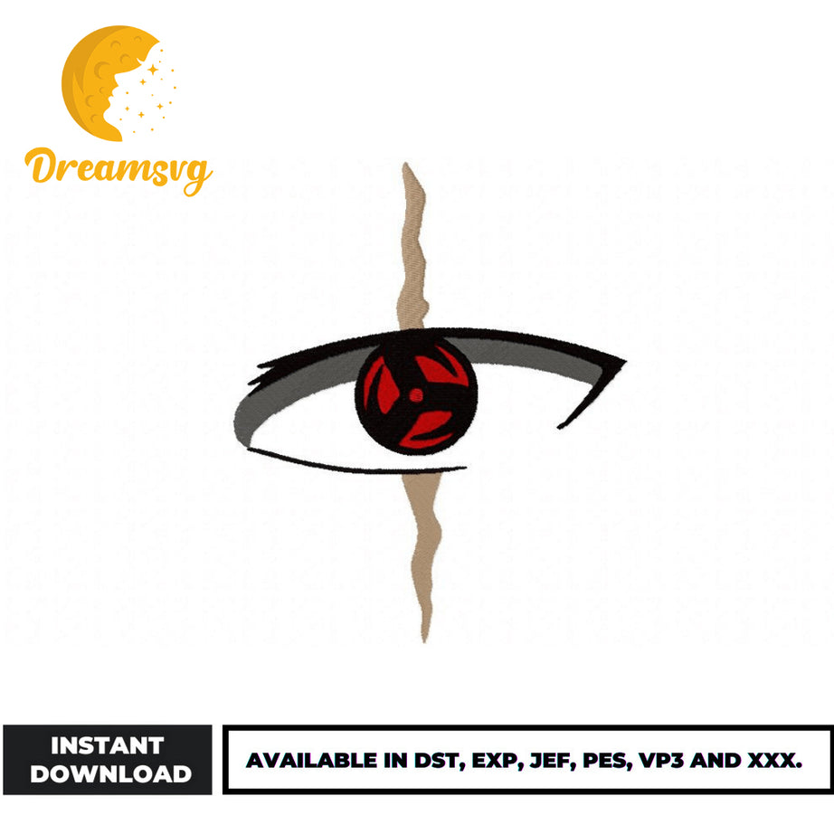 Hatake's Sharingan embroidery design, Naruto embroidery