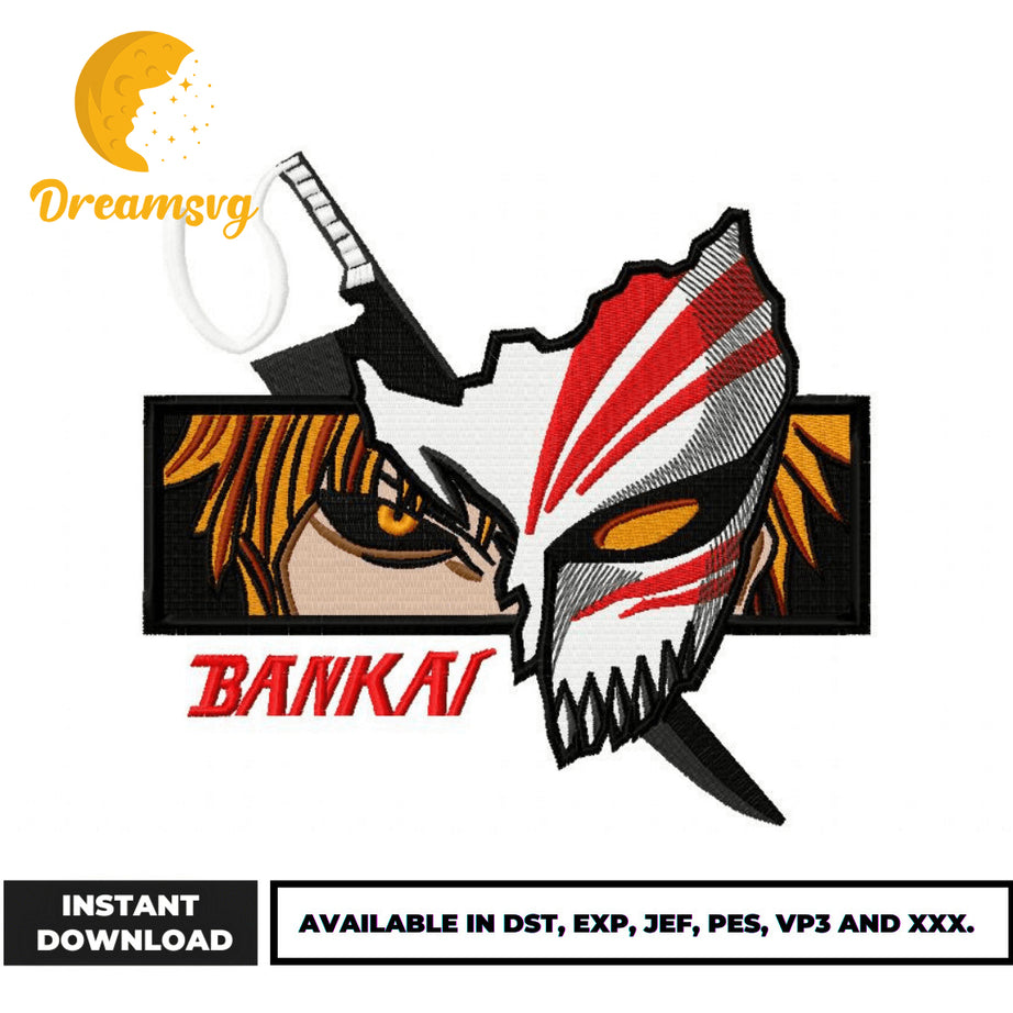 Bankai ichigo embroidery design, Bleach embroidery