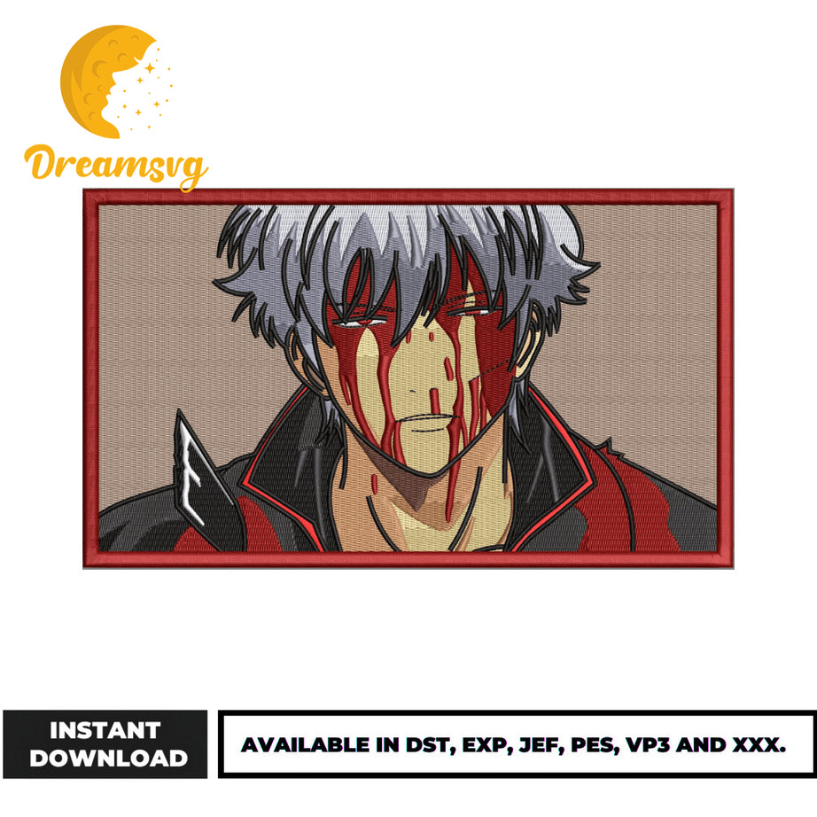 Gintoki Sakata hurt embroidery design