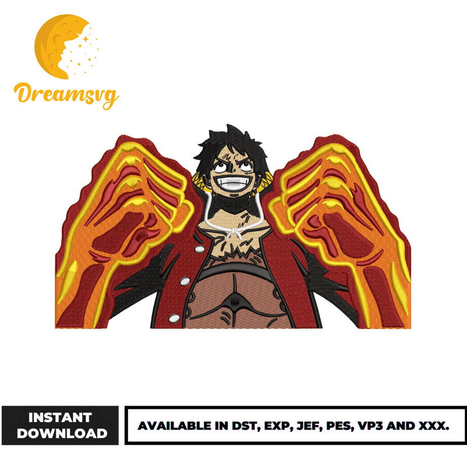 Luffy Haki embroidery design