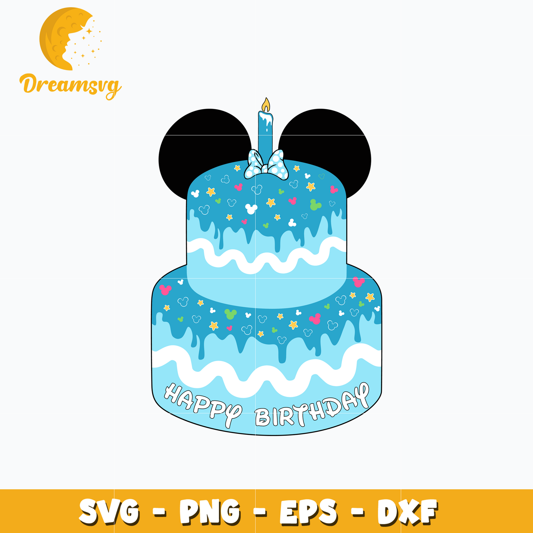 Mickey mouse blue birthday cake svg