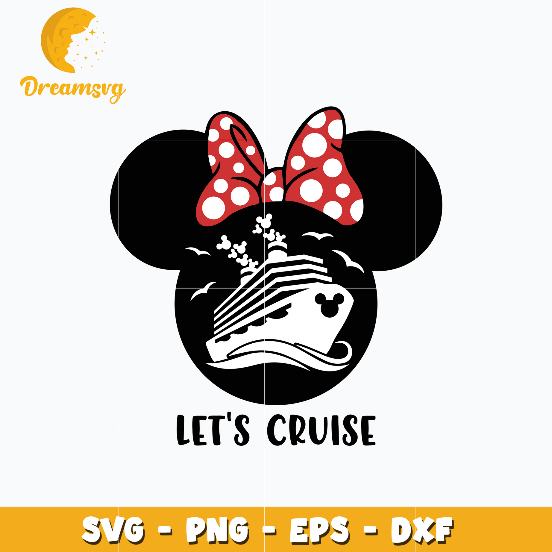 Minnie head let's cruise svg