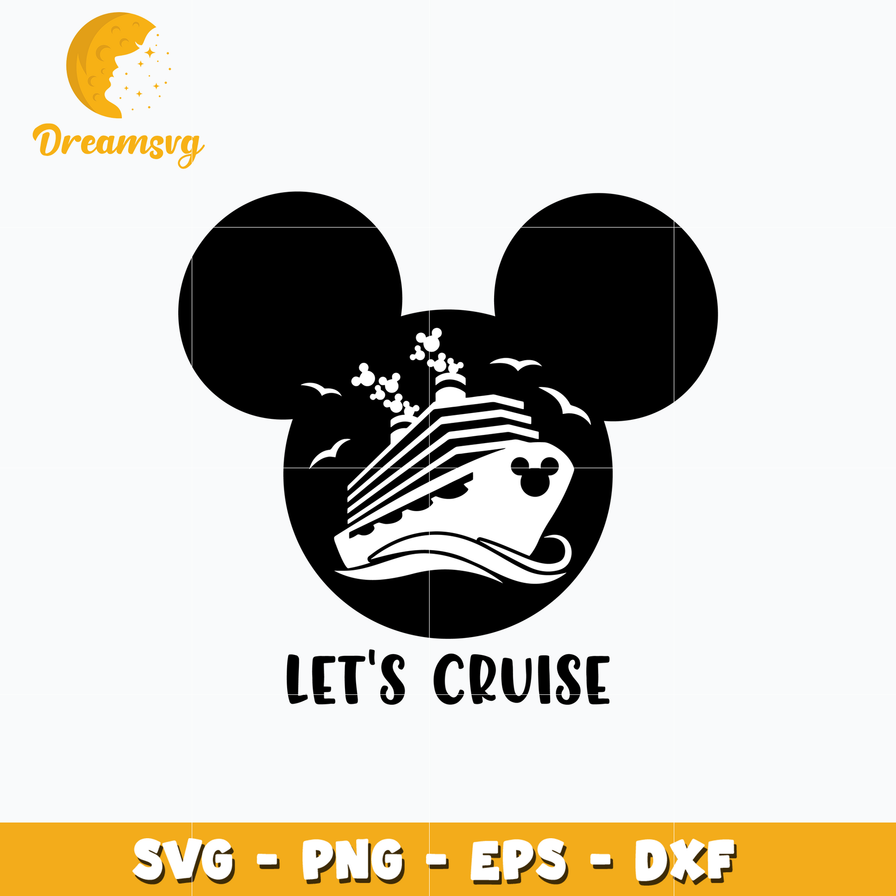 Mickey head let's cruise svg