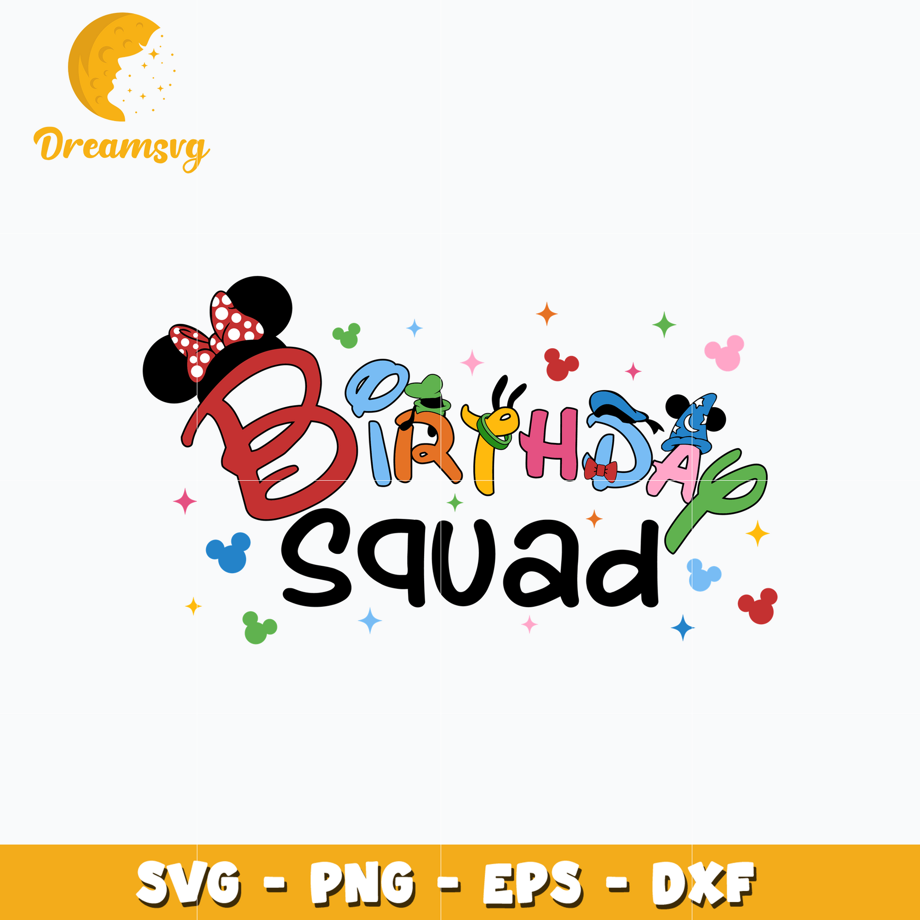 Minnie mouse friends birthday squad svg