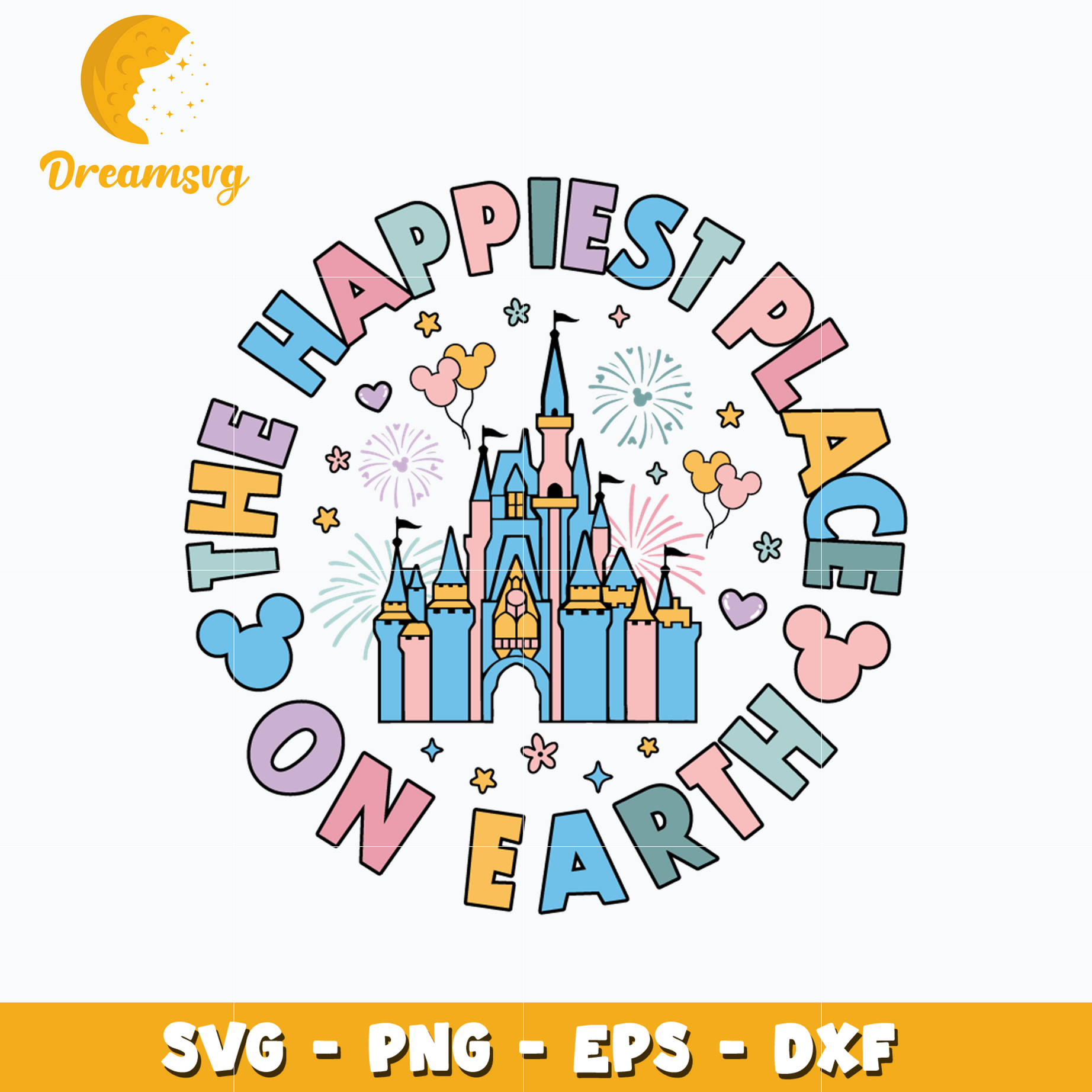 Mickey castle the happiest place on earth svg