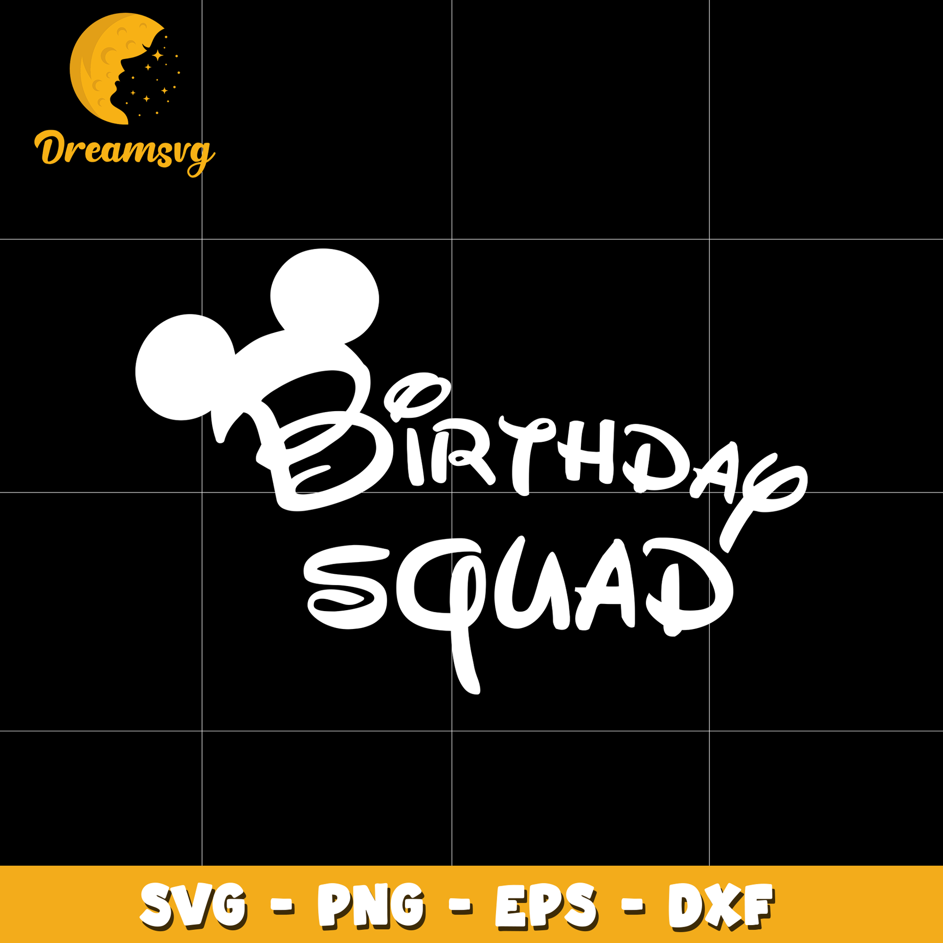 Mickey mouse head birthday squad svg