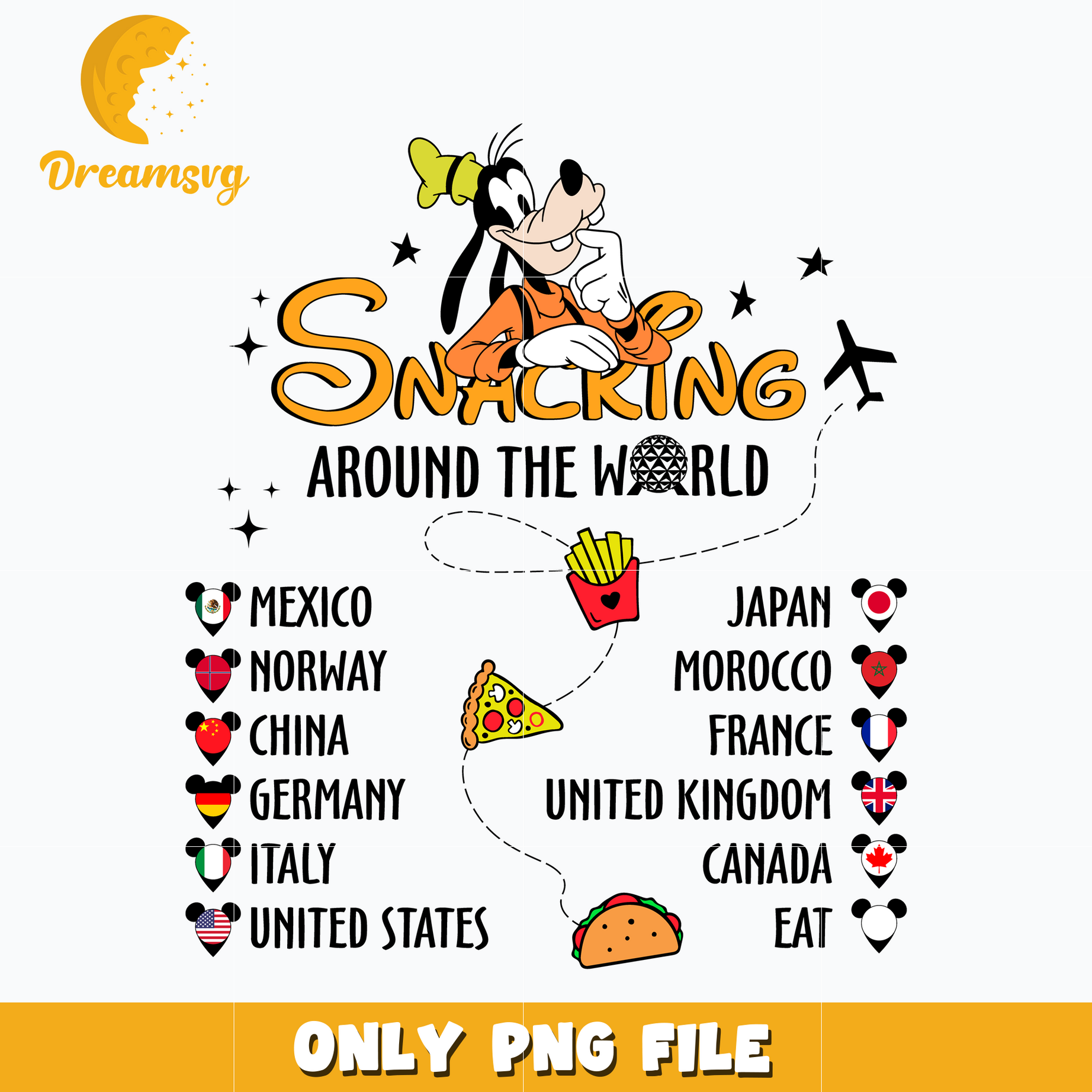 Snacking Around The World Trip Goofy dog png