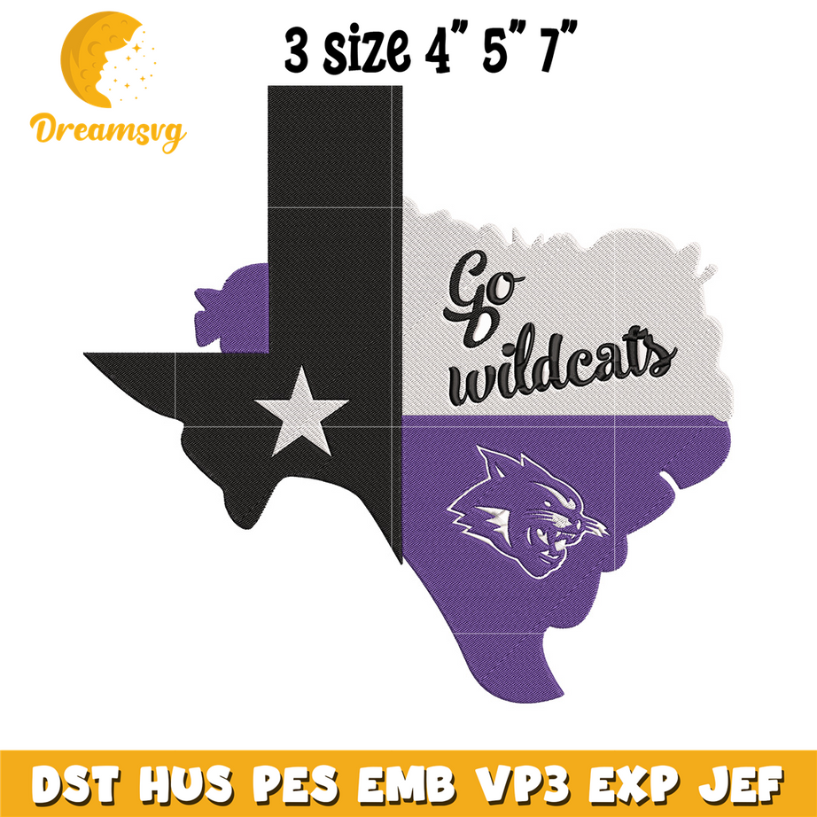 ACU Wildcats logo embroidery design,NCAA embroidery,Sport embroidery, logo sport embroidery,Embroidery design