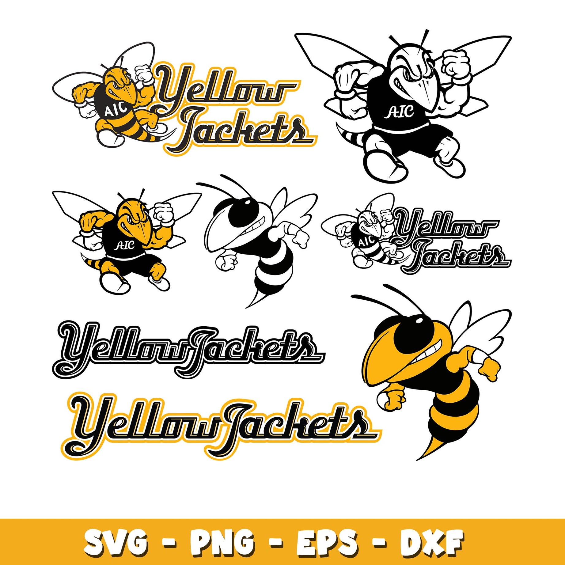 American International Yellow Jackets bundle svg,  AIC Yellow Jackets logo svg, ncaa svg