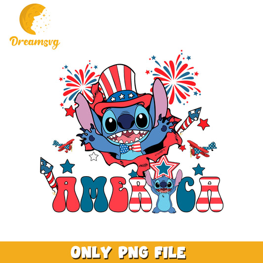 4th of July America Stitch design png