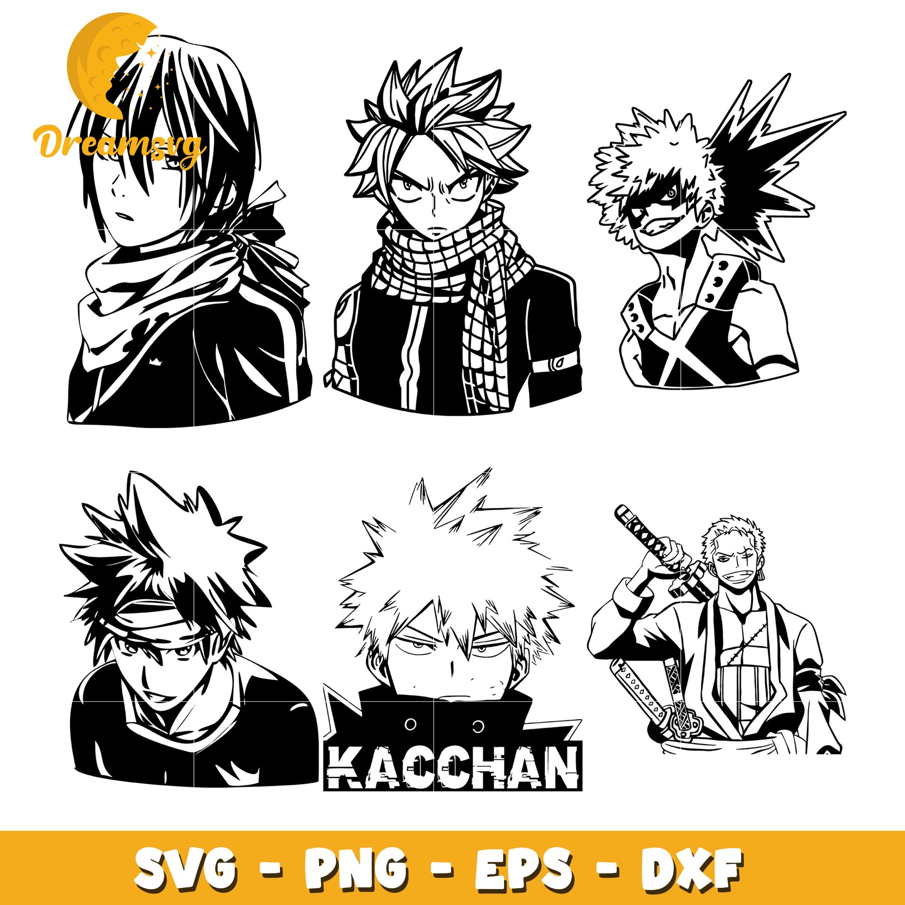 Katsuki bakugou black white bundle svg, one piece zero​ svg