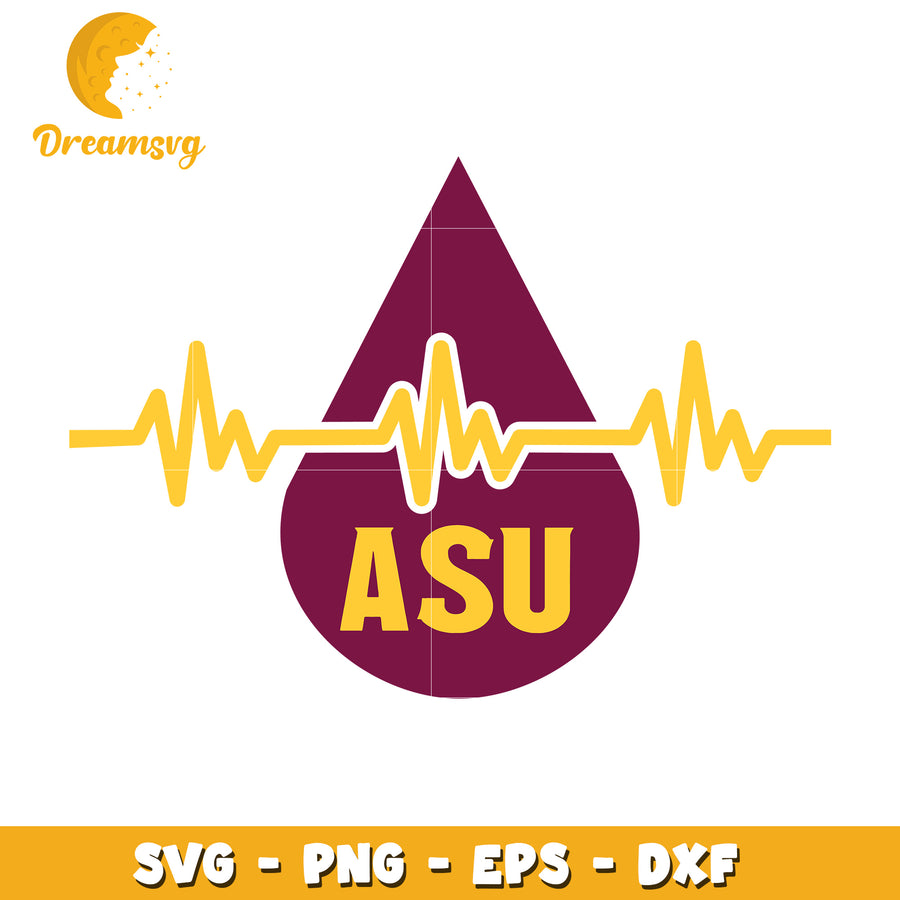 ASU Blood Drop Heartbeat SVG PNG EPS DXF