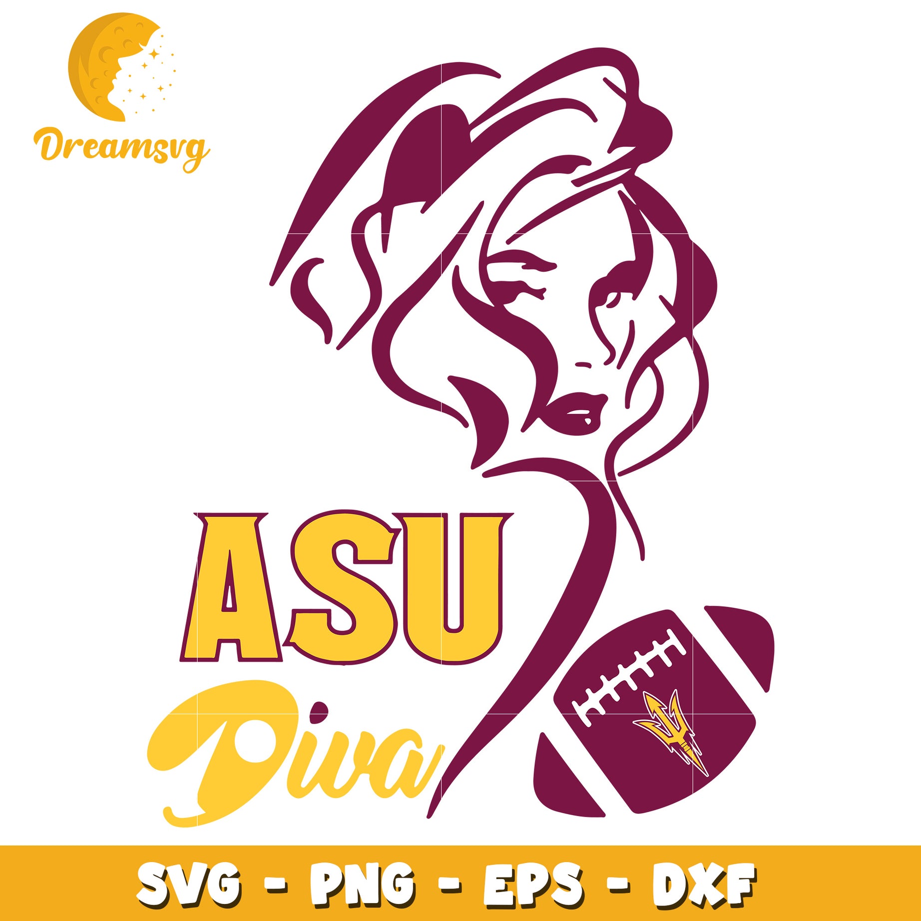 ASU Diva Football SVG PNG EPS DXF