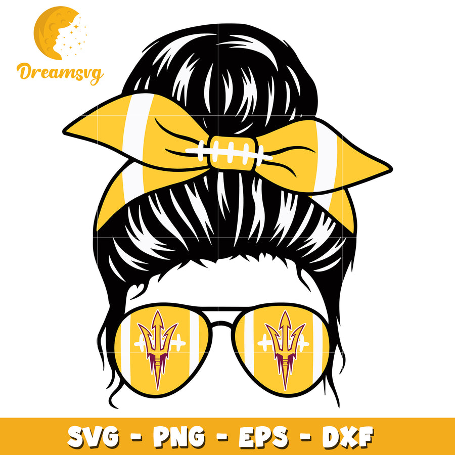 ASU Football Messy Bun SVG Cut File