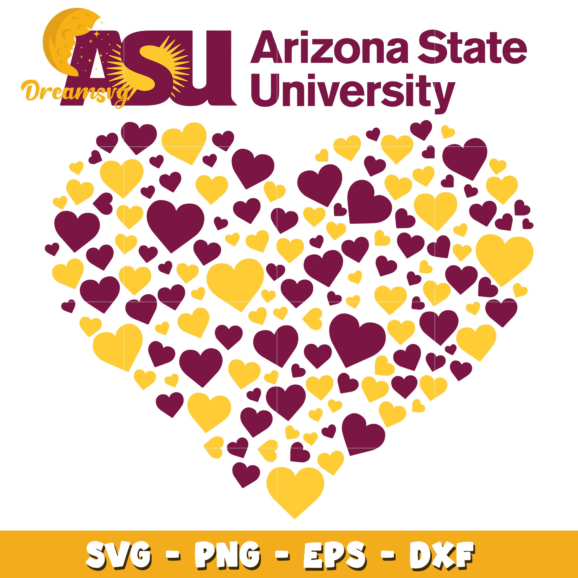 ASU Heart SVG PNG EPS DXF Files