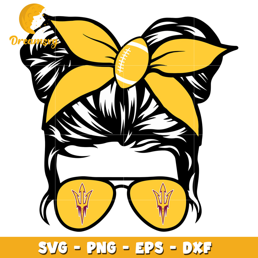 ASU Sun Devils Messy Bun SVG PNG EPS DXF