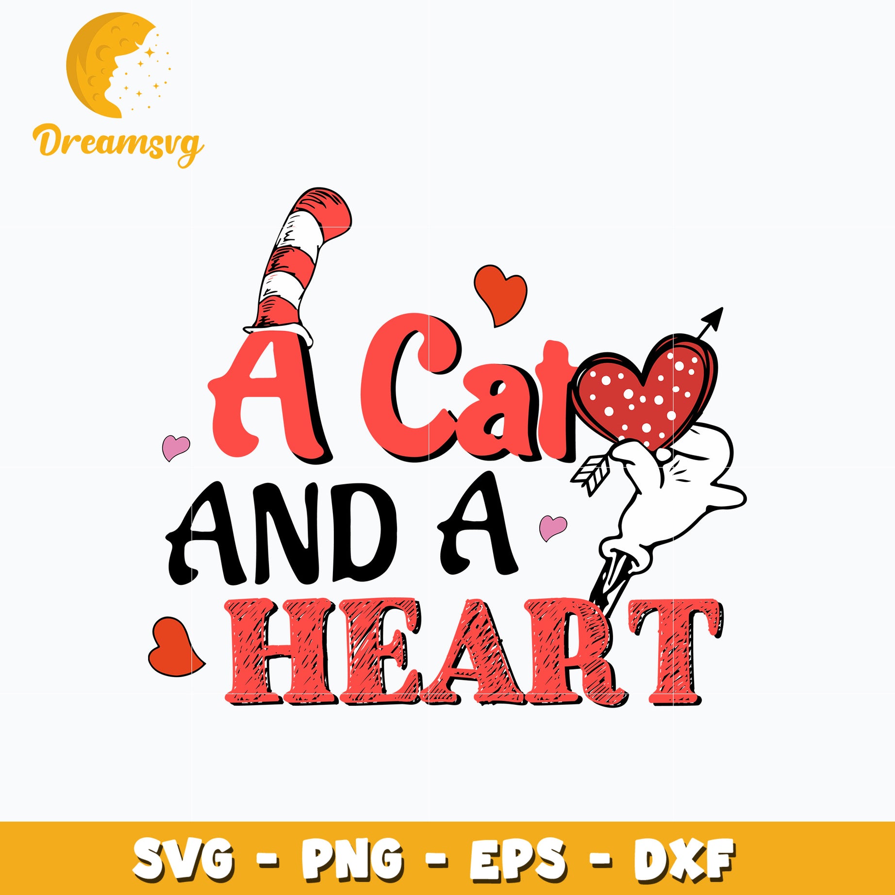 Dr Seuss a cat and a heart svg