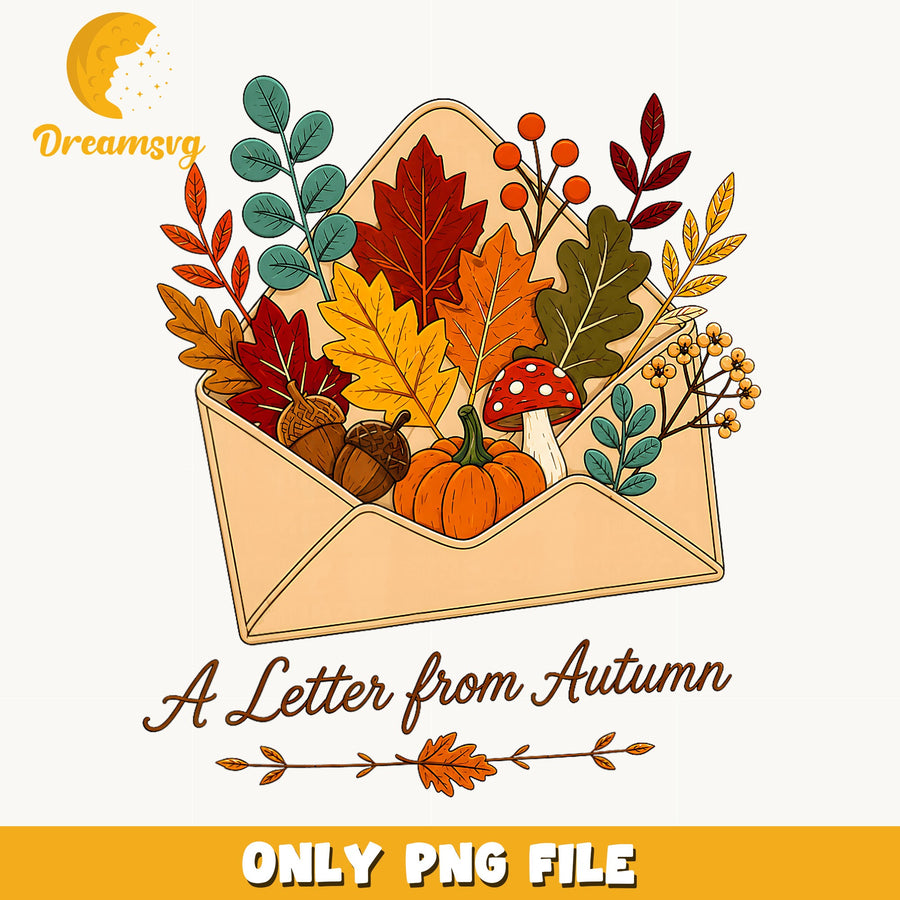 A Letter From Autumn PNG, Fall Envelope Clipart, Thanksgiving PNG