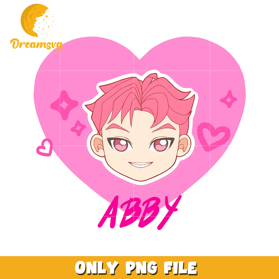 Abby pink heart png, saja boys band png, kpop songs png