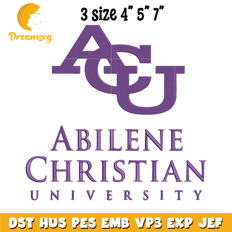 Abilene Christian logo embroidery design, NCAA embroidery, Sport embroidery, Embroidery design, Logo sport embroidery