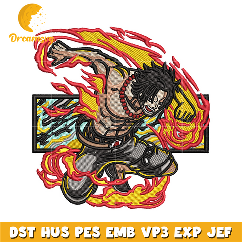 Ace flame embroidery design