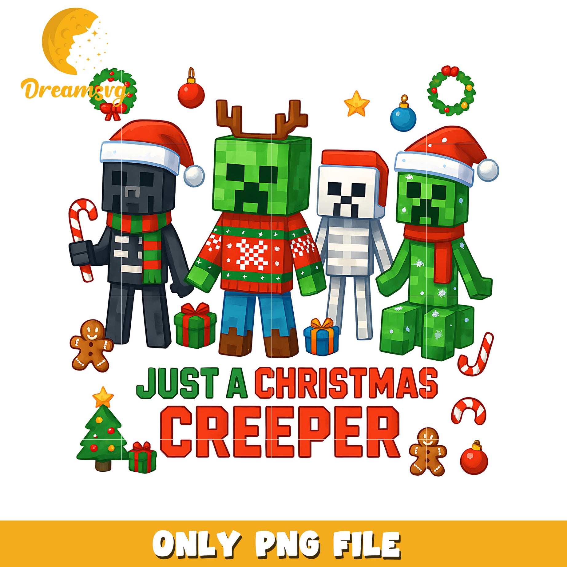 A christmas creeper png, christmas wreath png, minecraft png